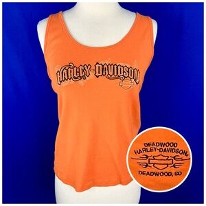 •🏍|•HARLEY-DAVIDSON•| Deadwood, SD Officially Licensed Orange H-D Tank Top